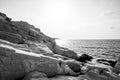 Aegean seashore and marble rocks in Aliki, Thassos island Royalty Free Stock Photo