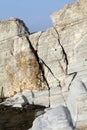 Aegean seashore and marble rocks in Aliki, Thassos island Royalty Free Stock Photo