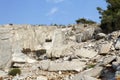 Aegean seashore and marble rocks in Aliki, Thassos island Royalty Free Stock Photo