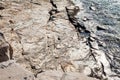 Aegean seashore and marble rocks in Aliki, Thassos island, Greece Royalty Free Stock Photo