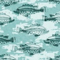 Aegean teal shoal of fish linen wash nautical background. Summer coastal style fabric swatches. Under the sea life