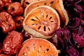 Aegle marmelos, jujube and roselle background
