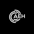 AEH letter logo design on black background. AEH creative initials letter logo concept. AEH letter design Royalty Free Stock Photo
