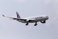 A7-AEH Qatar Airways Airbus A330-300 aircraft on the cloudy sky background Royalty Free Stock Photo