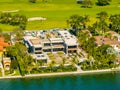 Aeiral drone photo Tom Brady mansion under construction in Miami Beach view from backyard Royalty Free Stock Photo