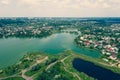 Aeirial view village with lake