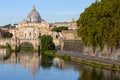 Aelian Bridge Ponte Sant`Angelo across the the river Tiber, leading to Castel Sant`Angelo, Rome, Italy Royalty Free Stock Photo