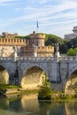 Aelian Bridge Ponte Sant`Angelo across the the river Tiber, leading to Castel Sant`Angelo, Rome, Italy Royalty Free Stock Photo