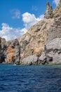 Aeolian island coastline cliffs, Mediterranean Sea. Color image Royalty Free Stock Photo