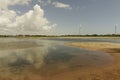 Aeolic turbines on the Guamare beach Royalty Free Stock Photo