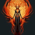 The Aeon Of Fire: Darkly Detailed Vector Art Of A Phoenix Humanoid