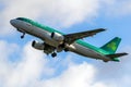 Aer Lingus Airbus A320 passenger plane taking off from Amsterdam-Schiphol International Airport