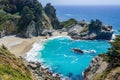 Aerail view of McWay falls, Big Sur, Pacific Ocean coastline, California Royalty Free Stock Photo