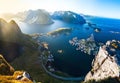 Aeral view of Reine village Lofoten island Norway Royalty Free Stock Photo