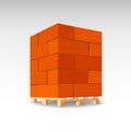 Aerated autoclaved concrete block. Isolated Foam concrete on pallets. vector illustration.
