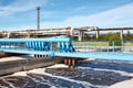 Aeration of wastewater in sewage treatment plant Royalty Free Stock Photo