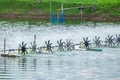 Aerator Water Turbine Wheel Fill Oxygen into Shrimp Farm Pond Royalty Free Stock Photo