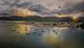 Aerea view in Paraty, Rio de Janeiro, at twilight.