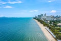 Aeria view of Jomtien beach during covid lockdown, Pattaya, Chonburi, Thailand