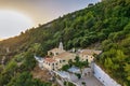 Monastery Mirtiotissas on the Western Island of Corfu coast, Greece Royalty Free Stock Photo