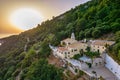 Monastery Mirtiotissas on the Western Island of Corfu coast, Greece Royalty Free Stock Photo