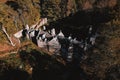 Aerial of Abandoned Gothic Revival Castle - Catskill Mountains, New York