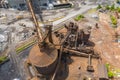 Aerial above an old rusted industrial mill Royalty Free Stock Photo