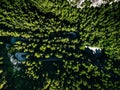 Aerial above view of a rural mountain landscape with a curvy road in Italy Royalty Free Stock Photo