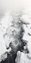 Aerial Black And White Photography Of Icy Water And Tundra