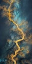 Aerial Abstractions: Yellow Tree By Blue River