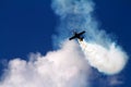 Aerial acrobatics plane in the cloud of smoke Royalty Free Stock Photo