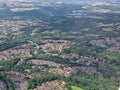 Aerial aeroplane flight Shrewsbury England sunny