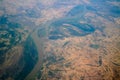 Aerial aeroplane view to Chari or Shari River , natural border between Chad and Cameroon