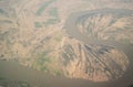 Aerial aeroplane view to Chari or Shari River , natural border between Chad and Cameroon Royalty Free Stock Photo