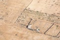 aerial of agricultural landscape in Djerba, Tunesia with dry field