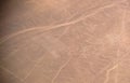 Aerial airplane panoramic view to Nazca geoglyph lines aka Monkey, Ica, Peru Royalty Free Stock Photo