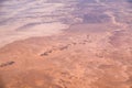 Aerial airplane view of Sahara desert in Egypt Royalty Free Stock Photo