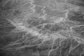 Aerial airplane view of Sahara desert landscape in Egypt Royalty Free Stock Photo