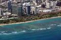 Aerial of Ala Moana Beach Park, mall, condos, and Cityscape of H Royalty Free Stock Photo