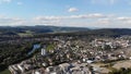 Aerial all-round view of Windisch, Brugg, Umiken, Riniken, OberbÃÂ¶zberg, Linn and Villnachern , towns in canton Aargau,