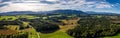 Aerial Alpenvorland landscape Bad Toelz Blomberg with Mountain Range Alps in the back. Bavaria, Germany, Alps Royalty Free Stock Photo