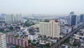 Aerial of an amazing landscape on a China city with modern skyscrapers and enterprises. Top view on a developed Hong