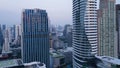 Aerial of an amazing landscape on a city with modern skyscrapers and enterprises. Top view on a developed town with