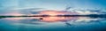 Aerial of an amazing sunset with sailing vessel Loch Creran, Barcaldine, Argyll Royalty Free Stock Photo