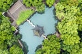 Aerial of Ancient traditional garden, Suzhou garden, in China