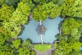 Aerial of Ancient traditional garden, Suzhou garden, in China