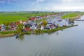 Aerial from the ancient village Durgerdam at the IJsselmeer in the Netherlands Royalty Free Stock Photo