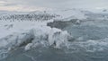 Aerial Antarctica penguins colony. Royalty Free Stock Photo
