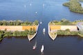 Aerial from the aquaduct at the Veluwemeer near Harderwijk in the Netherlands Royalty Free Stock Photo