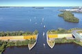 Aerial from the aquaduct at the Veluwemeer near Harderwijk in the Netherlands